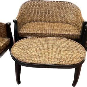 set da esterno midollino e legno