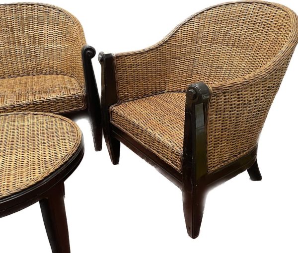 set da esterno legno midollino