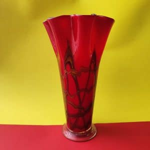 vaso a corolla in vetro decorato