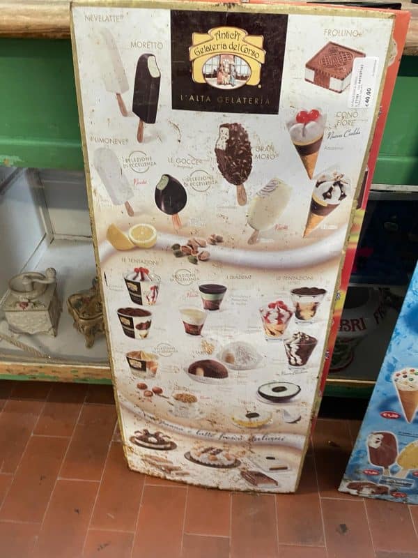 tabella pubblicitaria gelati