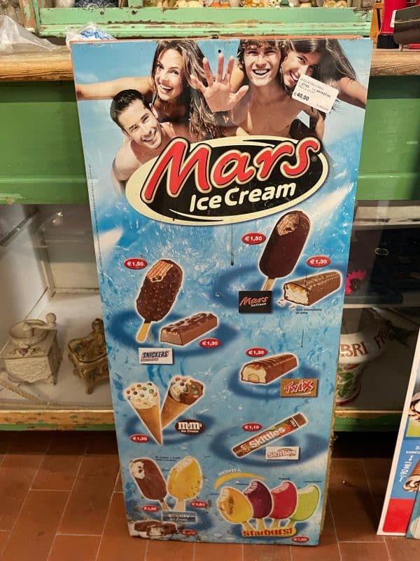Tabella pubblicitaria gelati